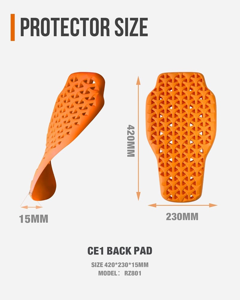 BORLENI CE Level 1 Back Armor Protection Pad Motorcycle Back Protector Sports Body Armor Motorcycle Jacket Replacement for Women and Men - Image 2